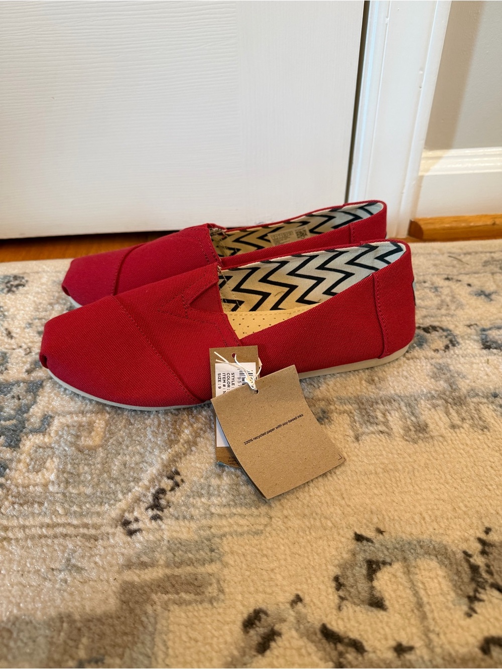 Toms Women's Alpargata Red Size 9 Recycled Cotton Canvas NWT
